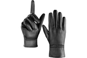 MELLIEX Męskie skórzane rękawiczki, zimowe rękawiczki z owczej skóry, ciepłe, wiatroszczelne rękawiczki z prawdziwej skóry