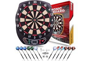 ‎WIN.MAX WIN.MAX Elektronische Dartscheibe Profi Set mit 65 Varianten für 1 bis 8 Spieler mit 12 Darts + 12 Pro Flights 100 Pfeilspitzen Zubehör
