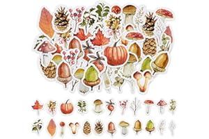 SHANFAA 46 Stücke Kawaii Wald Pflanze Aufkleber, Pilze, Beeren, Pflanze Scrapbook Aufkleber, für Reise Fall, Laptop, Planer, Kalender, Scrapbook, Notizbücher, Journal, Album, Telefon Fall, Kartenherstellung