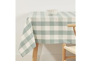 BL BELUM BELUM | Mantel resinado Antimanchas Cuadros 0120-104, Mantel Cuadros Vichy tamaño; 140x140 cm, Mantel Antimanchas NO Hule, Mantel Vichy Mint, Mantel Tejido 100% algodón orgánico
