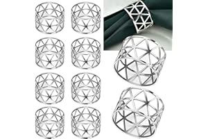 RUIKDLY Rond de Serviette 10 Pcs Argent Rond de Serviettes de Table,Ronds et Porte-Serviettes en Métal Ajouré Rond de Serviette Décoration de Table pour Le Dîner de Mariage Anniversaire