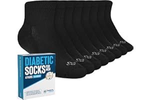 Doctor's Select Diabetic Socks for Men - 4 Pairs Diabetic Ankle Socks for Men | Non Binding Neuropathy Socks for Men, Quarter Height - Black - 4 Pairs, Large