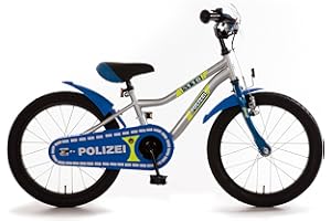 BACHTENKIRCH Polizei Polizei Kinderrad 18� K-Frame R�cktrittbremsnabe mit reflektierenden Stickern 18 Zoll Kinderfahrrad silber