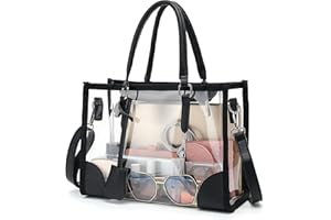FAIME Clear Bags for Women, Cute Clear Tote Bag Stadium Approved, Clear Handbag with Zippers & Adjustable Strap