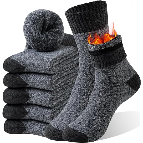 TENGYUE 5 Paar Wollsocken Herren,Weich Und Bequem Thermosocken Herren,Geeignet Für Kaltes Wetter