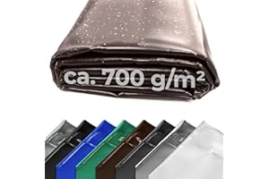 ‎FULCOLINE LKW Plane 700 g (3,00 m x 2,50 m, Braun) PVC Plane, Abdeckplane, Meterware, sehr hochwertig, beidseitig lackiert, leicht abwaschbar, 100% Wasserdicht, hohe UV Beständigkeit, hohe reißfestigkeit,