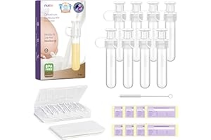 Nuliie Kit di raccolta colostro 7 ml/8 pezzi, a prova di perdite, riutilizzabile, resistente al calore e al congelatore, senza BPA, con panno di cotone, custodia, spazzola per la pulizia, pronto