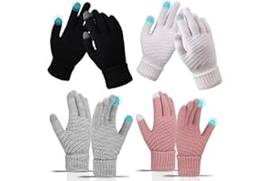 VEGCOO 4 Pares Guantes Térmicos Mujer, Guantes Mujer Invierno Guante Tactiles para Movil,Guante Suaves y Cálidos para Deportes, Caminatas, Conducción, Ciclismo y Esquí