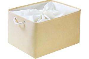Mangata Caja de Almacenamiento de Tela, Cesta de Almacenamiento de Lona Engrosada Plegable con Asas de Cuerda para Ropa, Juguetes (Beige, Xxlarge)