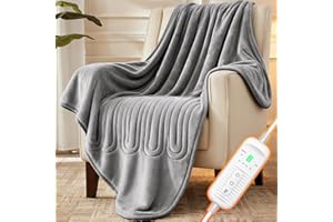 Ecliptron Coperta elettrica bifacciale in flanella Adatta per 1-2 persone, 160 x 130 cm, con Timer da 1 a 10 Ore, 9 Impostazioni di Temperatura, Riscaldamento Rapido e Protezione dal Surriscaldamento.