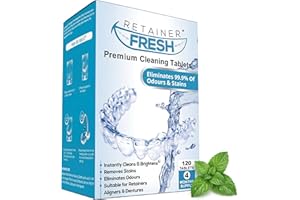 Retainer Cleaner Tablets - 120 Tablets 4 Month Retainer Fresh - Retainer Cleaning Tablets, Mouth Guard Cleaner, Denture Cleaner, Aligner Cleaner, Brite Retainer Tablets
