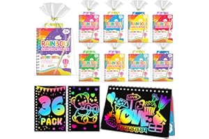 LIKYMO Party Bag Fillers for Kids - Scratch Art Party Bag Fillers, Arts and Crafts Rainbow Scratch Notebooks Gifts age 4-9 Birthday Classroom Gifts for Boys Girls (36-pack)