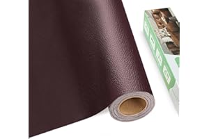 BUERPINKING Kunstleder selbstklebend, 20 X 200 cm Leder Reparatur Set, Lederflicken selbstklebend, Leder selbstklebend für Möbel, Sofa, Autositze, Reparatur und Renovierung, Braun