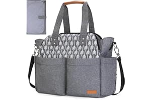 Lekebaby Bolso Carro Bebe Bolsa Carrito Bebés Cambiador Bolsos de Viaje Grande de Almacenamiento Para Pañales materna Messenger con Ganchos y Correa Universal