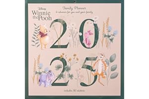 PYRAMID EUROPE Pyramid Winnie the Pooh 2025 Family Planner, 30 x 30 cm, Family Calendar with Adventures of Winnie the Pooh & Friends, Monthly Calendar with 6 Columns and Sticker Sheet, Sustainable Only with Paper