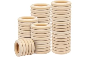 Kurtzy 50er Pack Holzringe zum Basteln - 50x Holzringe Makramee Zubehör - 50 Ringe aus Holz zum Basteln - Ø 55mm Außen - Holzring Set aus Naturholz Unbehandelt - Gardinenringe Holz
