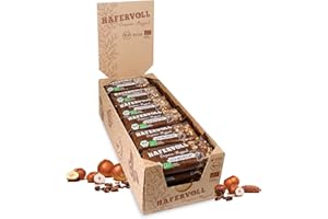 ‎HAFERVOLL HAFERVOLL Organic Flapjack Cacoa Nib & Hazelnut, 18 x 60 g Müsliriegel - Bio-zertifiziert, mit Honig ohne Zusatz von Zucker, Hafer, im Ofen gebacken