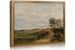 TOARTi Vintage Landscape Wall Art Prints,30x40cm(12×16in) Framed Canvas Wall Art for Living Room,Road Across the Hills Painting,Country Wall Picture,Nature Wall Decor for Bedroom Bathroom Farmhouse