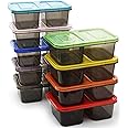 Youngever 9 Sets Bento Lunch Box, Meal Prep Containers, Reusable Plastic Divided Food Storage Container Boxes (2-Compartment)
