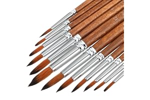 THINP Watercolor Brushes 12Pcs Watercolor Painting Brush Set Round Pointed Tip Artist Paint Brushes Professional Detail Paint Brushes for Watercolor Acrylics Gouache Oil