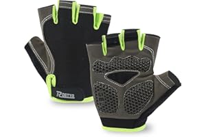 ROGTYO Sports rękawiczki rowerowe, półpalce, męskie, damskie, żelowe, amortyzujące wstrząsy, rękawice fitness, oddychające, antypoślizgowe, dla mężczyzn i kobiet, antypoślizgowe, bez palców, krótkie