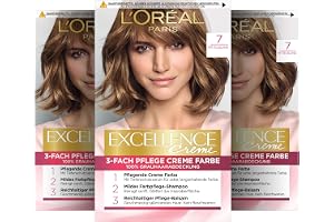 L'Oréal Paris permanent hårfärg, 100% grått hårskydd, hårfärgningsset med färgning, schampo och 3-vägs vård krämfärg, Excellence Creme, 7 medelblond, 3 x 268 g