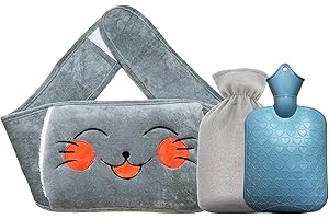 Segotendy Hot Water Bottle, Hot Water Bottle Belt with Soft Plush Waist Cover, Wearable Hot Water Bag, Wrap Around Hot Water Bottle Pouch for Gift,Pain Relief from Period Hand Waist Back Feet Shoulder