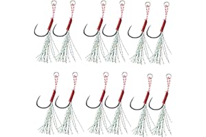 FANGHUIER Lot de 20 hameçons de pêche en eau salée, hameçons pour pêche en mer, plage, lancer, leurres de maquereau, hameçons de pêche en mer