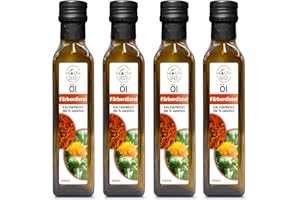 Health Seed® 4x500 ml / 2 Liter - Ungefiltert Distelöl - 100% Rein Kaltgepresst Glasflasche - Frisch vom Hersteller