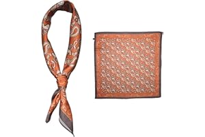 GIMIRO Foulard en Imitation Soie 53 x 53cm pour Homme Écharpes Carré ÉlégantVintage Floral Wave Dot Stripe