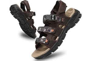 ZYLDK Men's Hiking Sandals Outdoor Sports Summer Beach Fisherman Leather Sandal Adjustable Walking Strap Trekking Casual Breathable Non-Slip Open Toe Sandals
