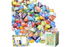 Exquilnova 900 g Mosaiksteine zum Basteln, Polygon Mosaik Bastelset, Mini Glas Mosaik Steine, Bunte Kristall Mosaikfliesen für DIY Kreativ, Blumentöpfe, Bilderrahmen(Alien-Mischfarben)