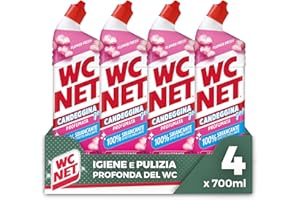 Wc Net - Candeggina Gel Profumata, Detergente per Sanitari e Superfici, Azione Sbiancante e Igienizzante, Fragranza Flower Fresh, 700 ml x 4 Confezioni
