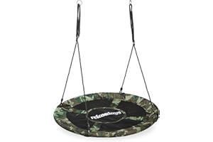 relaxdays Nid d’Oiseau balançoire, Camouflage, pour Enfants & Adultes, Jusqu’à 100 kg, Rond, Ø 110 cm, Vert foncé