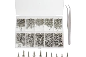 LWMLWM 1200 Stück Kleine Schrauben Set, Mini Selbstschneidende Mikro Winzige Rundkopf Sortiment für Brillen, Uhren, Telefone, Kameras, Laptops - M1/M1.2/M1.4/M1.7