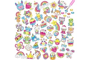 CHYEEH Diamond Painting Kit Bambino, 48 Pezzi DIY Pittura Diamante Animali Adesivi, Kit Mosaico per Bambini 9D Adesivi Diamante Kit Ricamo Diamante per Bambini e Principianti Adulti