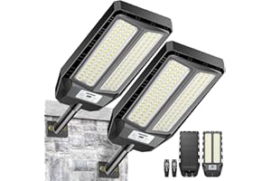 Adewalk 3000W*2 lampadaire solaire avec télécommande, Lampe solaire extérieure étanche ip66 avec capteur de mouvement, 6500k lumière solaire super lumineux spot Solaire LED jardin extérieur garage rue