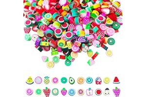 TARKLANDA 300 Pieza Cuentas de Arcilla Polimérica Cuentas de Frutas Cuentas Coloridas Abalorios para Hacer Pulseras, Perlas para Collares, Kit de Fabricación de Joyas para Niños y Adultas