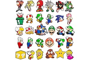 EGEKTBH Shoe Charms for Crocs, Cartoon Mario Shoe Charms Set with Different Patterns for Croc Clog Sandals Bracelet Wristband Decoration for Kids Boys Girls