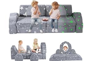 Aoykkii Kids Sofa, Large Foam Building Block Play Set, Modular Children Sofa in Multiple Styles, Larger size, Upgraded Sponge, Removable and Washable Cover, for Kids Playroom (Glow-in-the-dark stars)