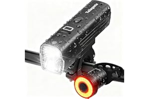 Tellegante All Aluminum Bike Lights Front and Back, Super Bright 2 Powerful LED Bicycle Lights, 6000mAh USB C Rechargeable Bike Headlight, Smart Brake Bike Taillight, IPX6 Waterproof for Road Mountain