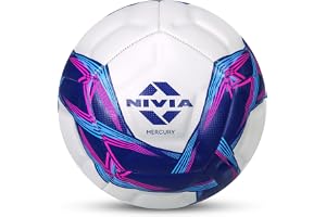 Nivia Mercury Football, PU Leather, Power Stitched Football, 12 Panel, Match Ball (Size - 5, White/Blue)