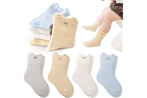 Simpeak 4 Pares Calcetines para Bebé, Unisex Niñas Niños Calcetines de Algodón Elástico, Cómodos y Suaves, Respirable Calcetín Bebé Para Recién Nacidos de 0 a 5 Años