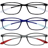 OPULIZE Ice Reading Glasses Pack of 3 Ultralight Frame Scratch-Resistant Matte Black Crystal Blue Crystal Grey Men Women RRR61-137 +1.00