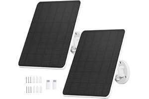 RHORAWILL Solar Panel for Security Camera, 6W Solar Charger for Security Camera, Outdoor Camera, Doorbell and Outdoor Lighting with USB & USB-C Connection, IP65 9.8ft Cable, 360° Adjustable Bracket (2 Pack)