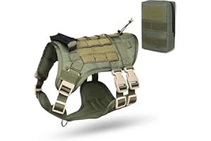 ALLSOPETS Tactical Anti Pull Uprząż dla psa Regulowana oddychająca kamizelka dla psa z łatwym sterowaniem uchwyt bez ciągnięcia szelki dla średniego dużego psa Zielony
