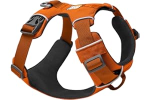 RUFFWEAR Front Range Dog Harness, Adjustable Comfortable Padded Everyday Walking Harness, 2 Lead Attachments, Reinforced Front Clip Webbing & Strong Metal V Ring, Campfire Orange, Small
