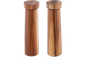 Navaris Set Macina Sale e Pepe in Legno - Macinapepe Macinasale Manuale 20,5x5,5cm - Rotore Grana Regolabile - Macinaspezie Dosatori Cucina Design
