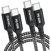 USB C Cable Fast Charging 60W [2Pack 2M] PD 3.0 Fast Charging Cable Type C | USB C to USB C Cable for iPhone 17/16/15 Pro,Mac