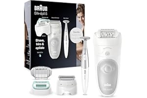 Braun Silk-épil 5 Depiladora Eléctrica Mujer 3 en 1, Kit de belleza para una sepilación suave, 5 5-825 Blanco/Gris